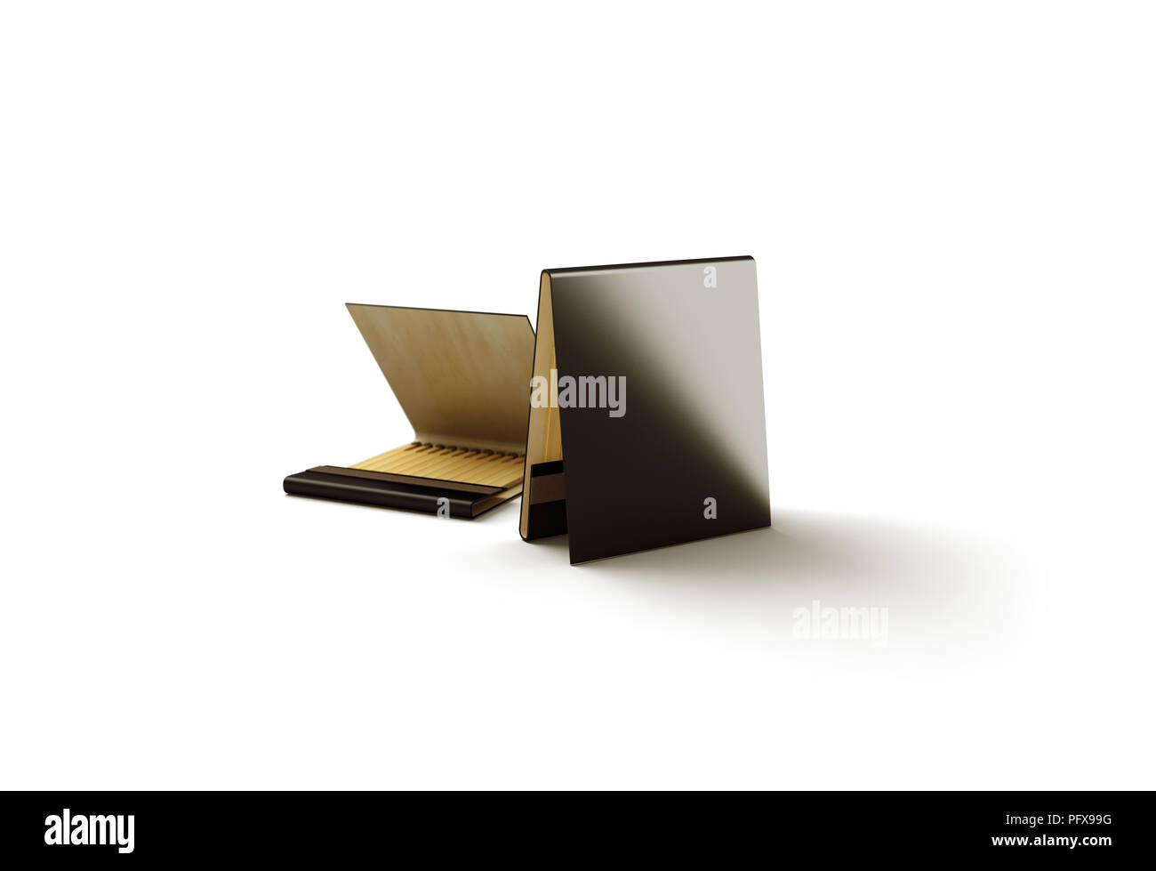 Promo vide noir correspond à la maquette du livre, rendu 3d. Dark match papier emballage boîte immersive. Banque D'Images