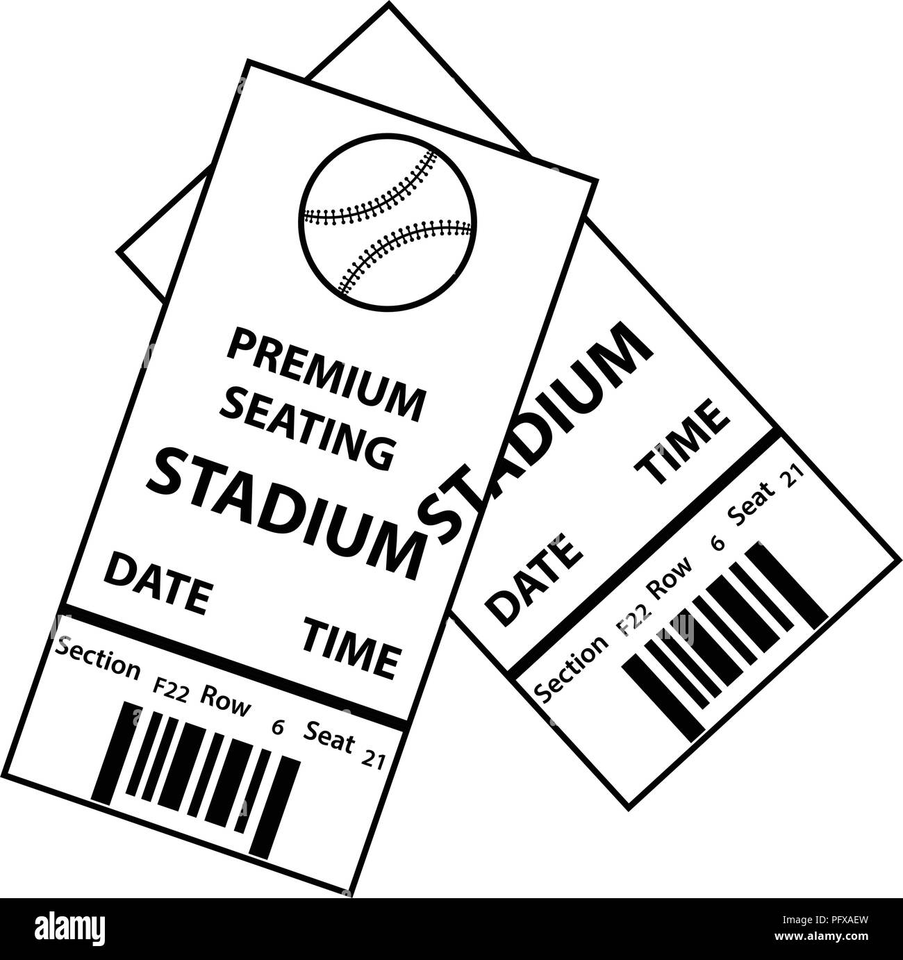 Billets de baseball icône. Fine ligne design. Vector illustration. Illustration de Vecteur