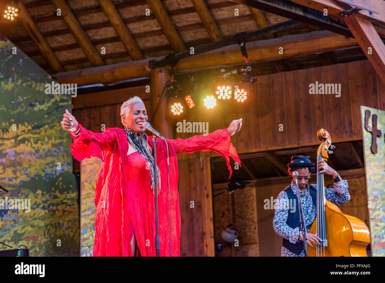 Singer Shakura S'Aida à Canmore Folk Music Festival, Canmore, Alberta, Canada Banque D'Images