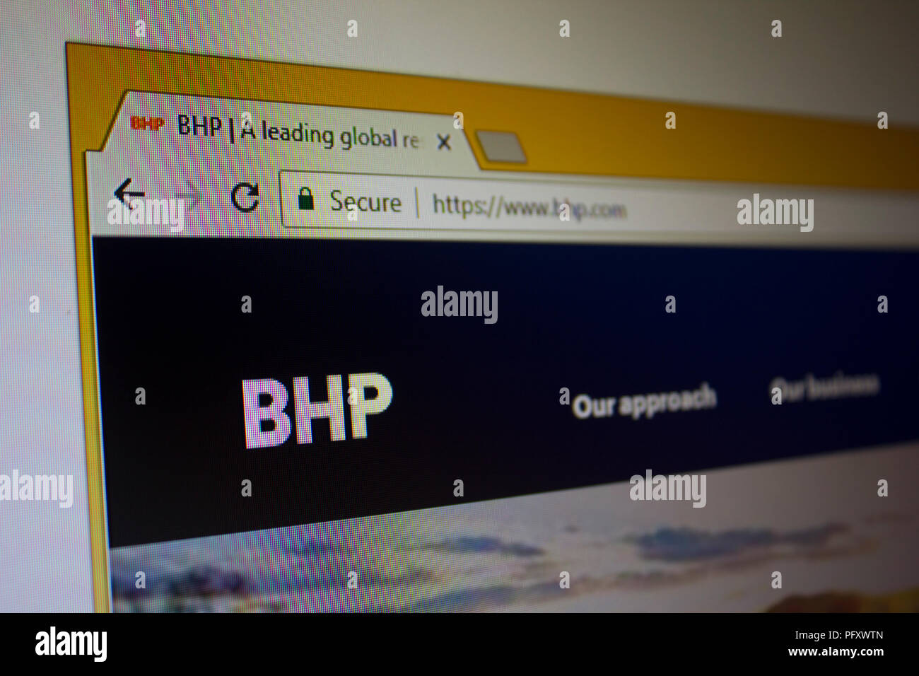 BHP Billiton Limited accueil du site Web Banque D'Images