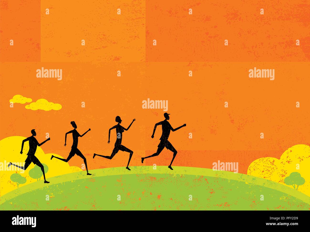 Les gens sur une course coureurs abstrait d'arrière-plan. Illustration de Vecteur