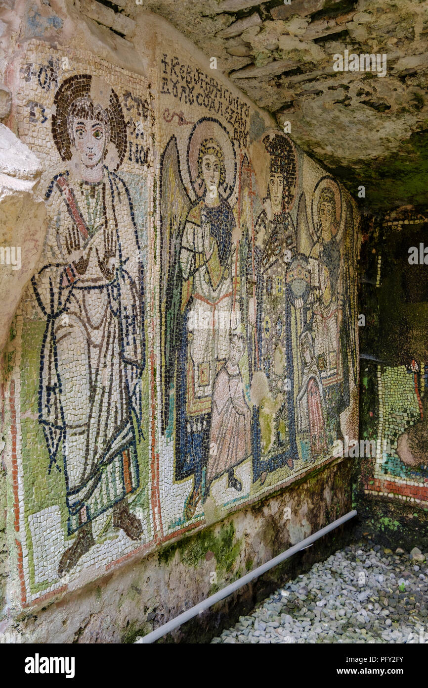 Chapelle de mosaïques dans l'amphithéâtre romain, Durres, Albanie, Durrës Banque D'Images