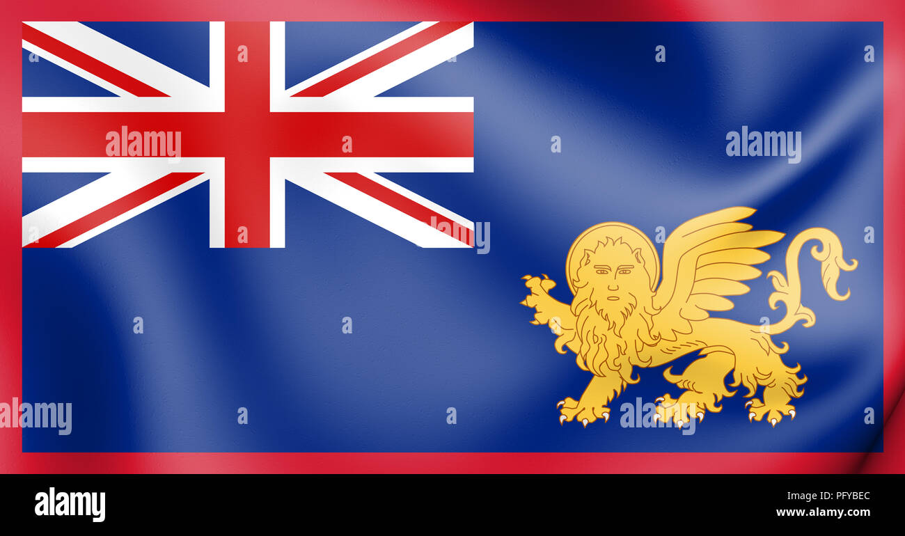 3D drapeau des États-Unis des îles Ioniennes (1815-1864). 3D Illustration. Banque D'Images