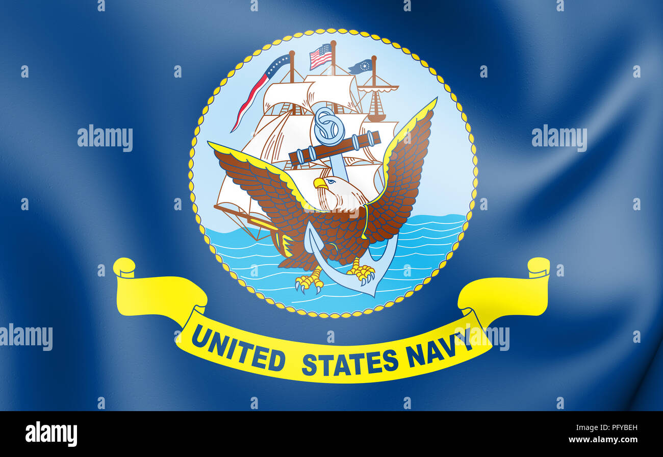Pavillon 3D de marine des États-Unis. 3D Illustration. Banque D'Images