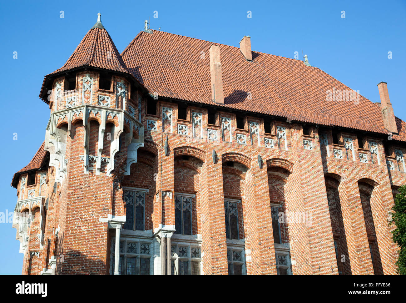 La partie de 13ème siècle, le château de l'Ordre Teutonique de Malbork ville (Pologne). Banque D'Images