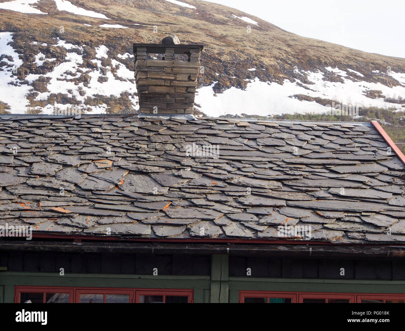 Toit en ardoise norvégien Banque D'Images