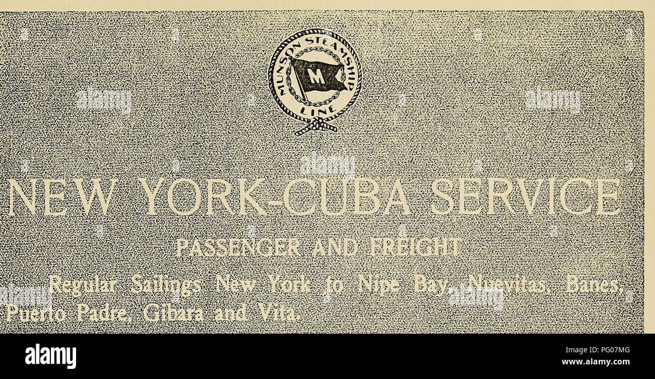 . L'examen de Cuba. . ^j- - ' ^ UN C. Veuillez noter que ces images sont extraites de la page numérisée des images qui peuvent avoir été retouchées numériquement pour plus de lisibilité - coloration et l'aspect de ces illustrations ne peut pas parfaitement ressembler à l'œuvre originale.. Munson Steamship Line. New York : Munson Steamship Line Banque D'Images