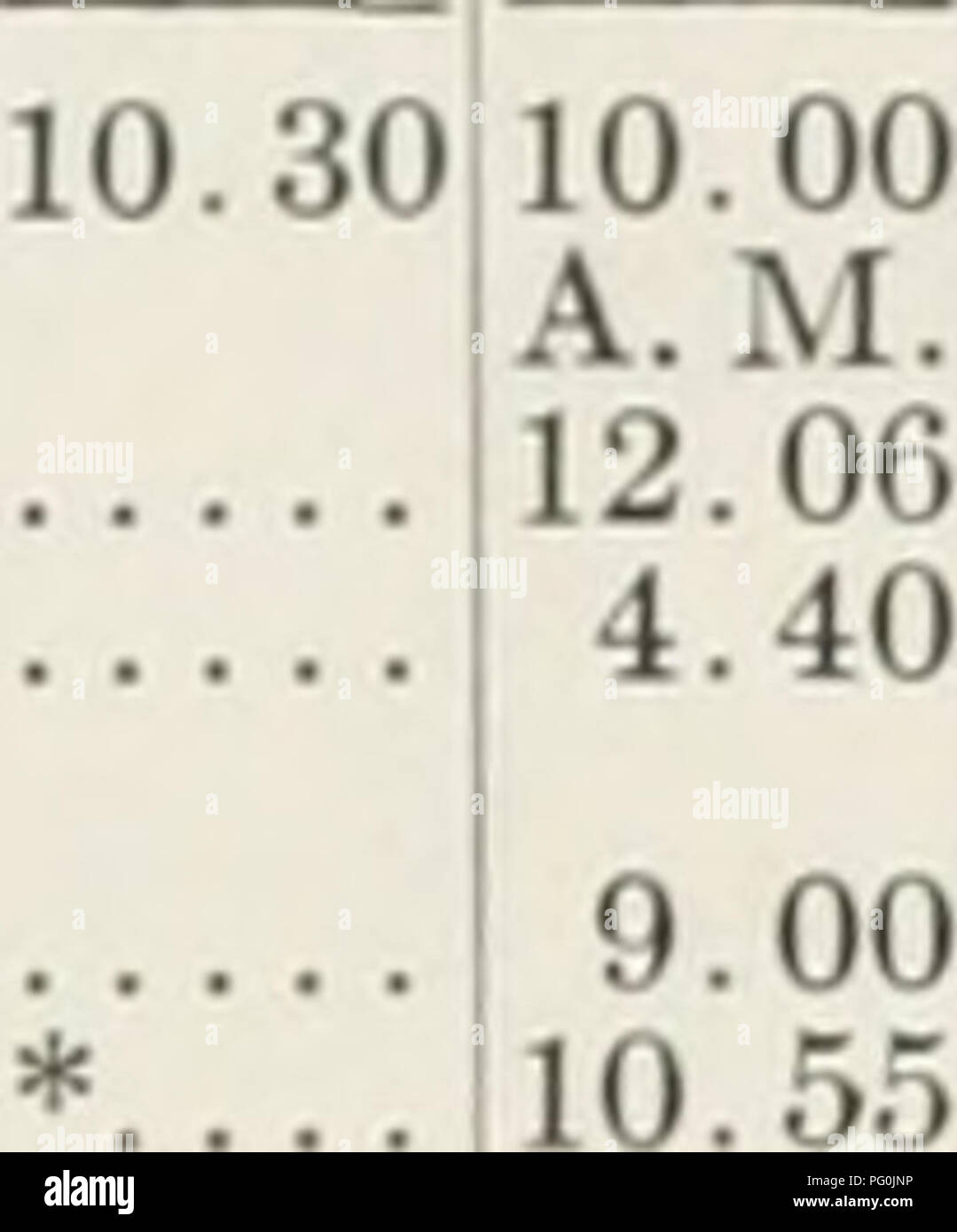 . L'examen de Cuba. Cuba -- Périodiques. L'EXAMEN DES CHEMINS 41 Cuba LA HAVANE DE TEMPS CONDENSÉ DE TABLE AU QUOTIDIEN À TRAVERS LES TRAINS n°9 n°1 n°l7 No 3 No 7 No 5 ^ P. M. P. M. P. M. P. M. A. M. A. M. S. 7,17 5,28 8,50 10,20 A. M. H 1,00 10,00 11,00 IP. M 5,35 8,13 10,16 3,10 5,27 7,30 P. M. 10 h 40 3,10 3,00 3,30 5,45 H P. M La Havane INo. 2 No 18 No 4 No 8 No 6 No 10 A. M. A., P. .M .M. P. M. P. M. A. .M. 10,01 7,40 Lv.. Gare centrale.. Ar. 11,58 10,10 58 Ar. 2,18 12,33 4,40 ! 8,40 6,45 3,38 6,45 6,40 8,00 13 H 22 H 30 109 Ar. 179 -ar. 230 Ar. 180 .r. 195 :.Ar. 241 Ar. 2761 UN Banque D'Images