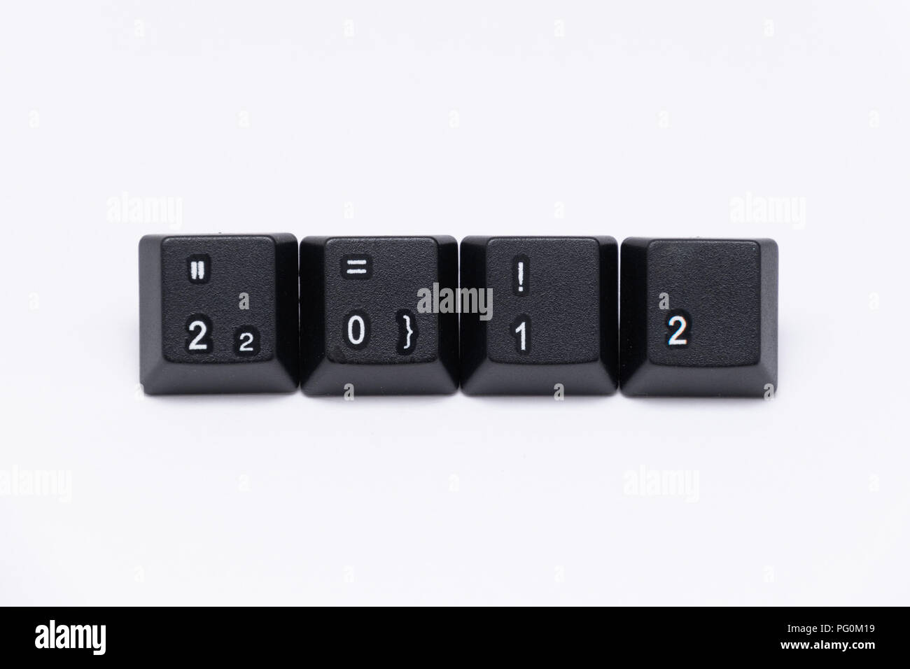Touches de clavier noir avec différents noms ou mots années Banque D'Images