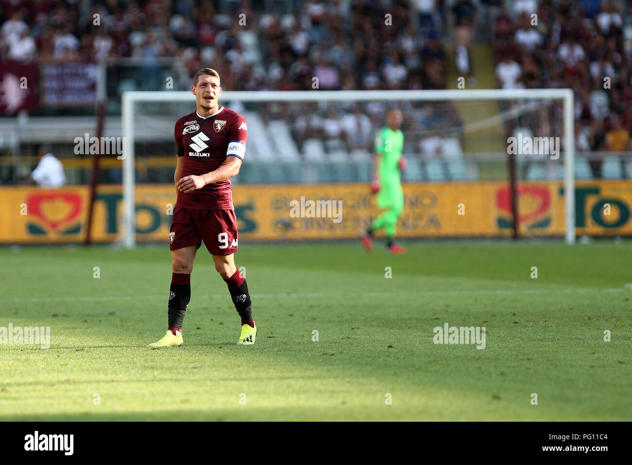 Andrea Belotti de Torino FC en action au cours de la série d'un match de football entre Torino Fc et l'AS Roma. Banque D'Images