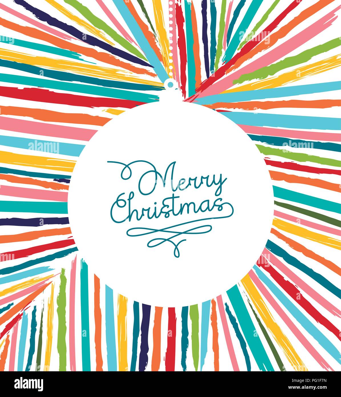 Joyeux Noël coloré design carte de vœux avec plaisir babiole couleur forme faite de grunge à la main les coups de pinceau. Vecteur EPS10 Illustration de Vecteur