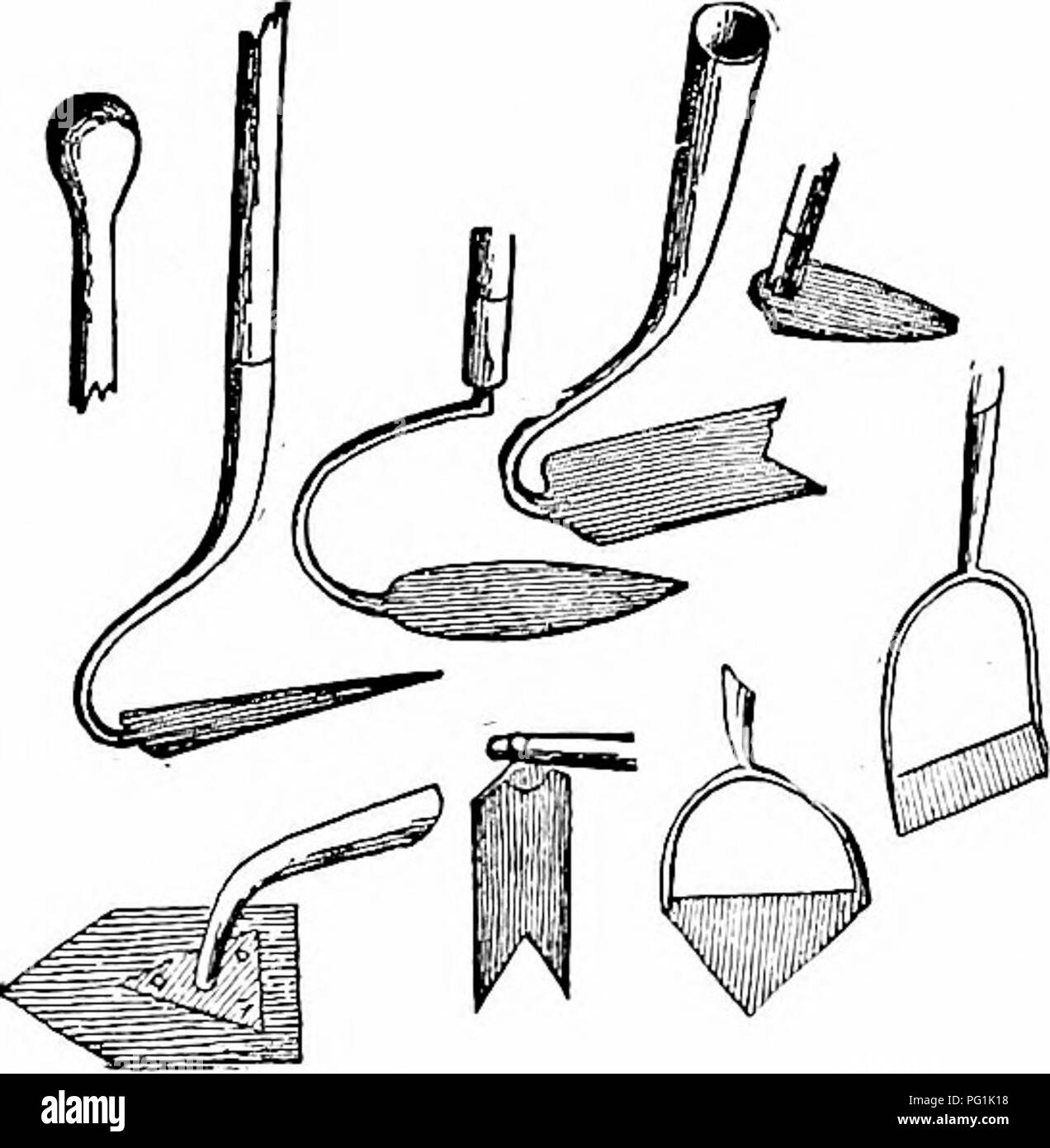 . Manuel de jardinage ; un guide pratique à l'établissement d'accueil et de la culture des fleurs, des fruits et des légumes pour une utilisation à domicile. Le jardinage. La MANIPULATION DE LA TERRE 103 Fig. 95. Ces formes intéressantes représentent les suggestions des jardiniers qui ne sera pas lié par ce que le marché offre, mais qui sont munis de doigts coupés et équipés pour leur propre satisfaction. Les personnes qui ont suivi les écrits de l'un qui divertissant appelé lui-même M. A. B., Tarryer dans "American Garden," il y a quelques années, se souviendront de la grande variété d'outils qu'il a conseillé aux fins de son extirpating h Banque D'Images . Manuel de jardinage ; un guide pratique à l'établissement d'accueil et de la culture des fleurs, des fruits et des légumes pour une utilisation à domicile. Le jardinage. La MANIPULATION DE LA TERRE 103 Fig. 95. Ces formes intéressantes représentent les suggestions des jardiniers qui ne sera pas lié par ce que le marché offre, mais qui sont munis de doigts coupés et équipés pour leur propre satisfaction. Les personnes qui ont suivi les écrits de l'un qui divertissant appelé lui-même M. A. B., Tarryer dans "American Garden," il y a quelques années, se souviendront de la grande variété d'outils qu'il a conseillé aux fins de son extirpating h Banque D'Images