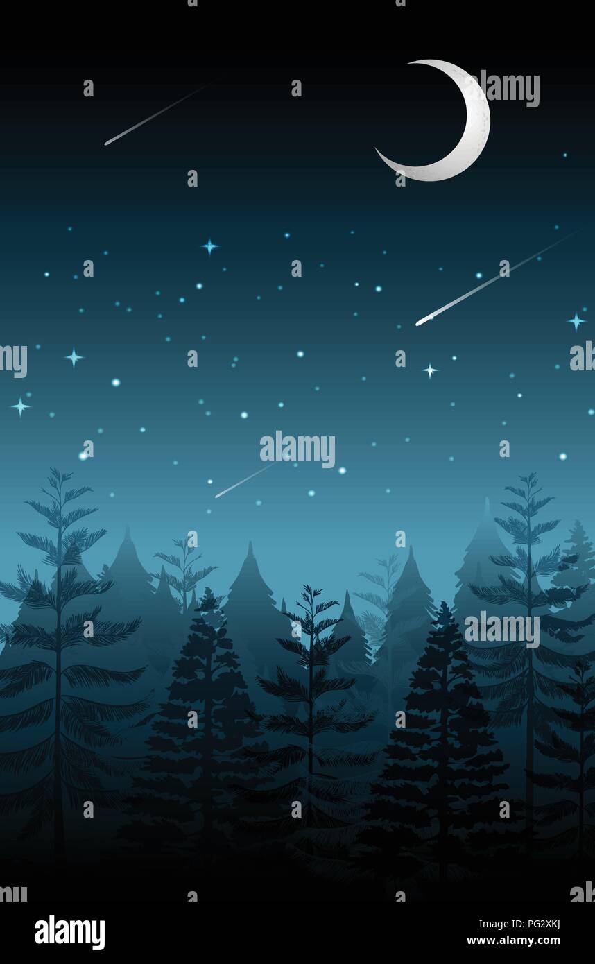 Étoile filante sur la nuit sombre illustration Illustration de Vecteur