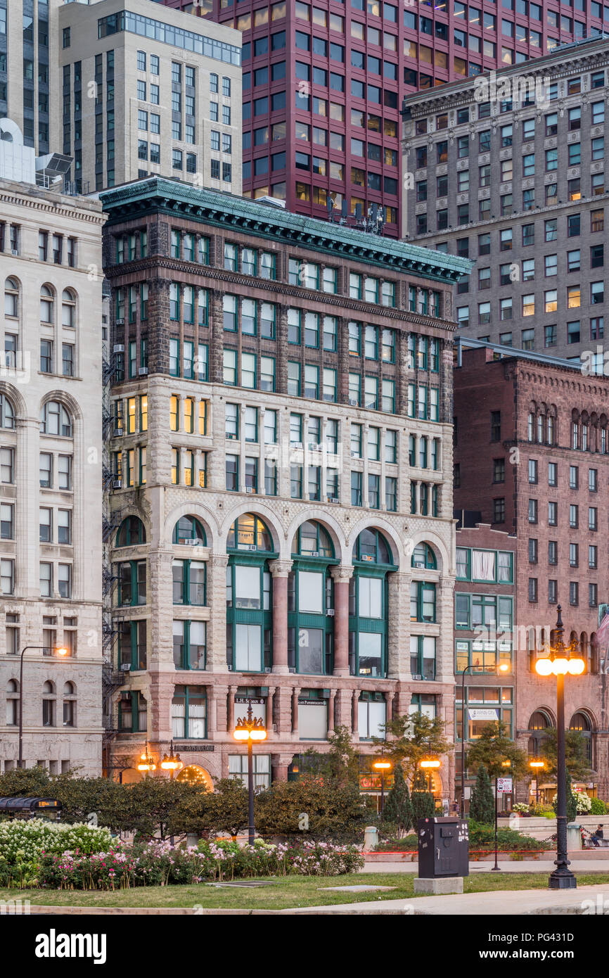 Design du bâtiment des beaux-arts sur Michigan Avenue dans le centre-ville de Chicago Par Solon Beman Banque D'Images