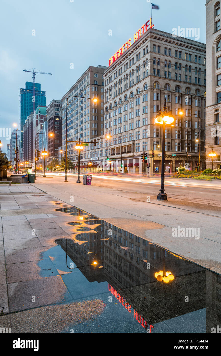 Congress Hotel sur Michigan Avenue, dans le centre-ville de Chicago. Banque D'Images