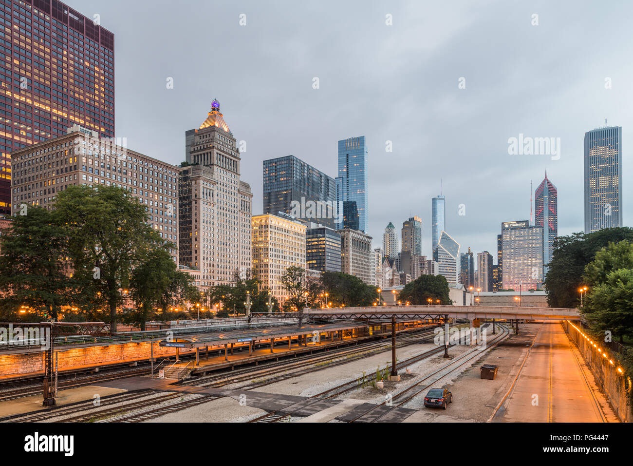 Bâtiments sur Michigan Avenue dans le centre-ville de Chicago. Banque D'Images