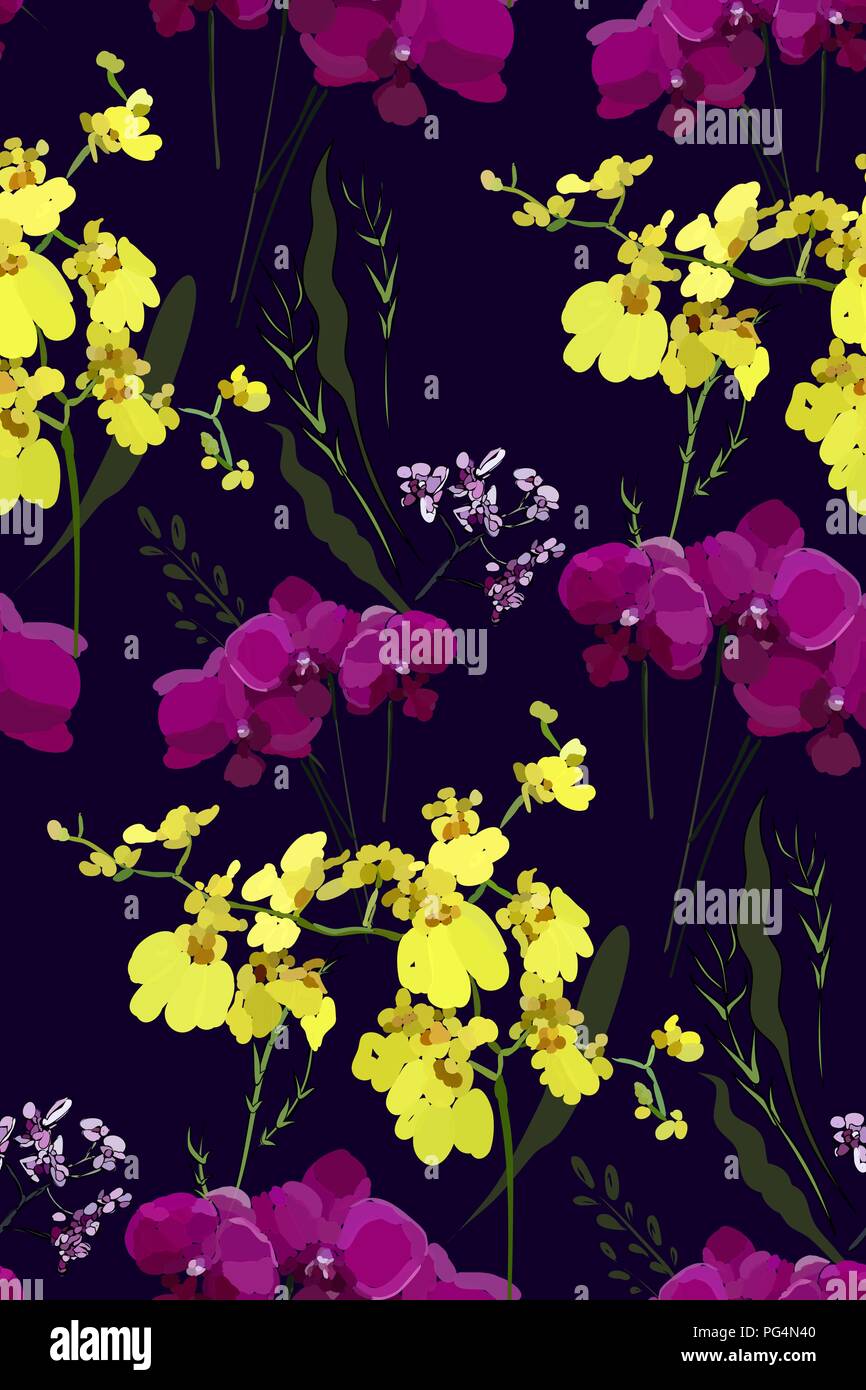 Motif floral seamless de différentes fleurs et feuilles. Illustration botanique peint à la main. Impression textile, mémo de tissu, papier d'emballage. Illustration de Vecteur