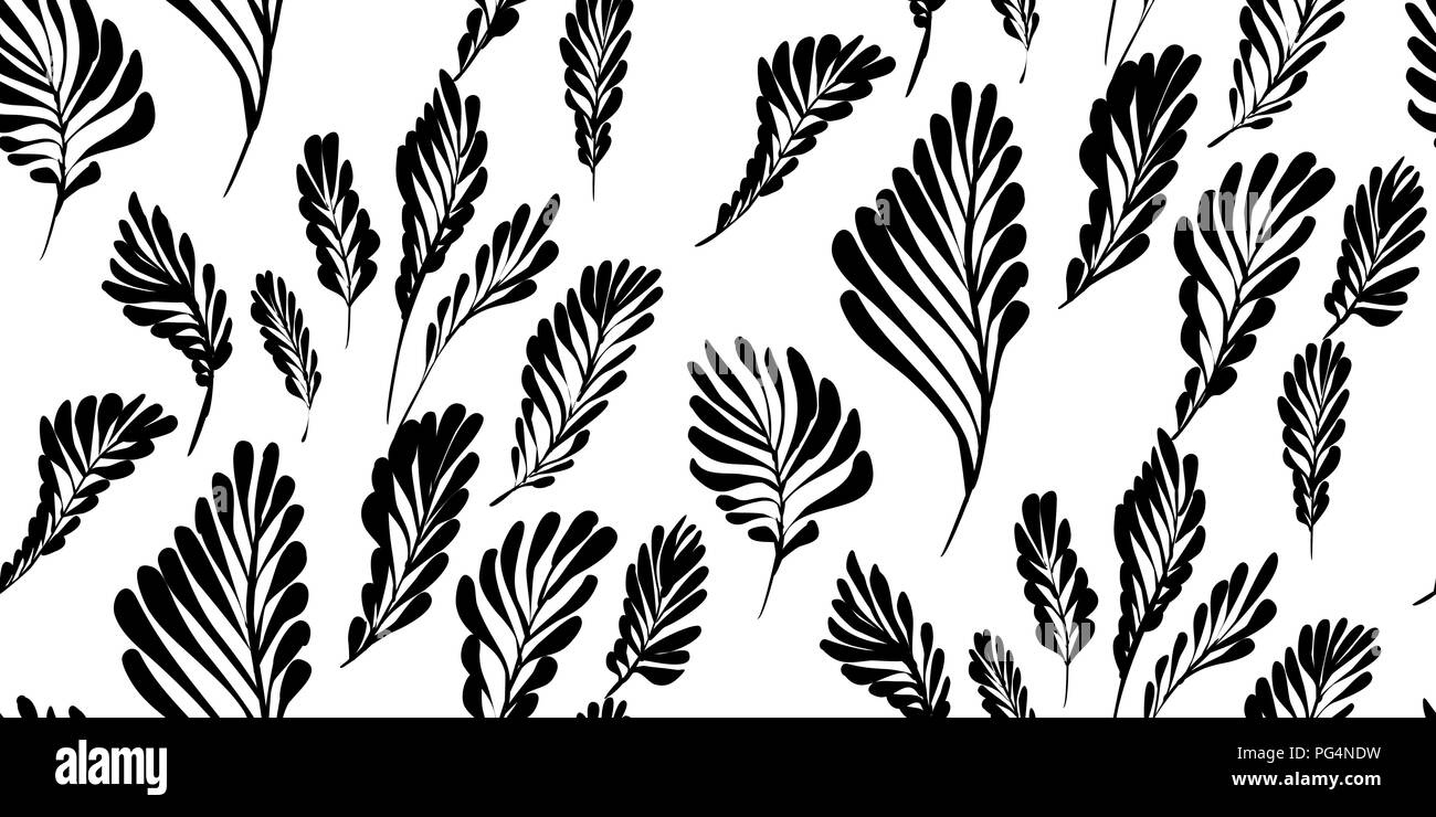 Motif floral seamless avec différentes feuilles tropicales. Illustration botanique peint à la main. Impression textile, mémo de tissu, papier d'emballage. Illustration de Vecteur
