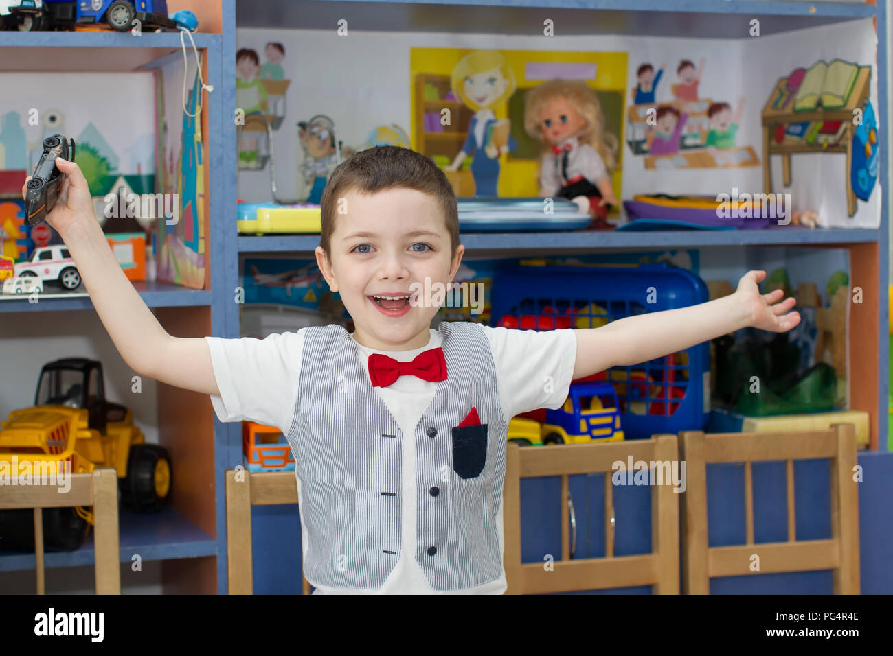 Biélorussie, Minsk, le 29 mai 2018. La maternelle est central. Journée portes ouvertes au jardin d'enfant joyeuse.avec des jouets.convaincu de la maternelle de l'enfant Banque D'Images