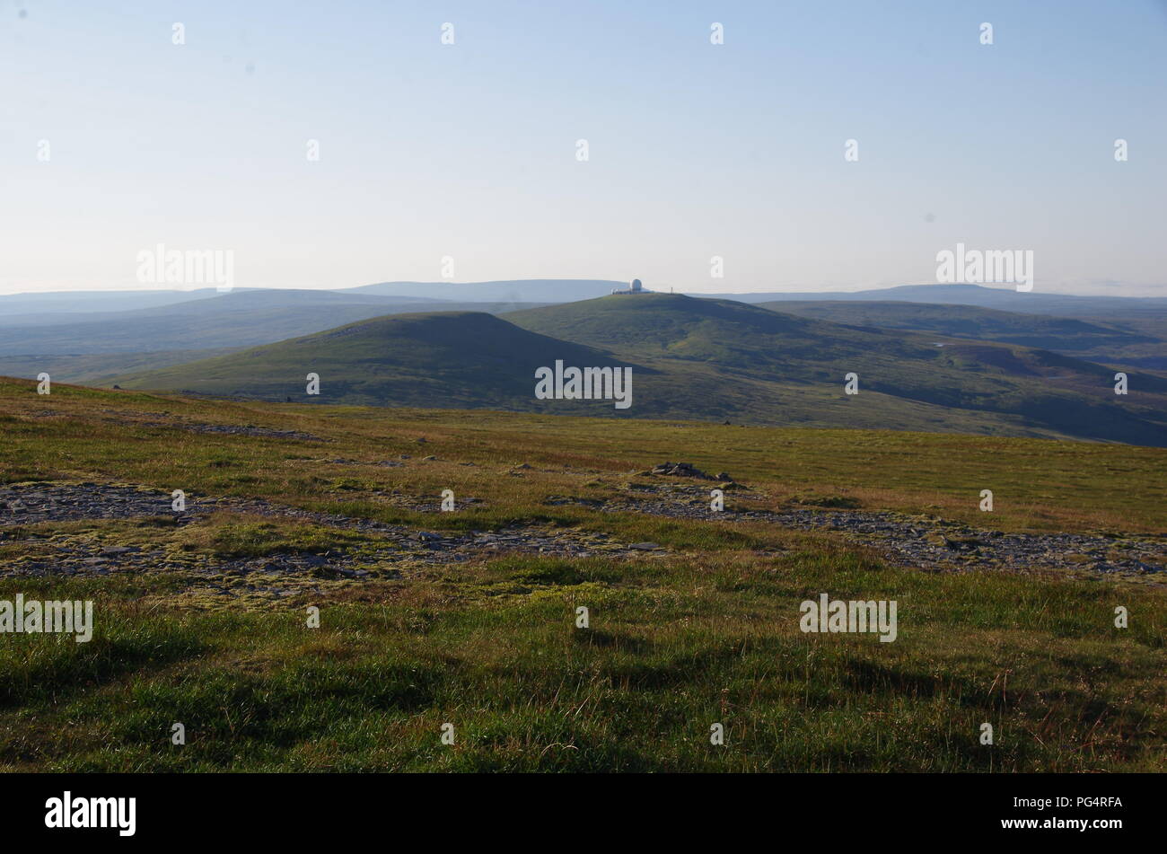 La station radar @ Grand Dun est tombé. John O' Groats (Duncansby Head) aux terres fin. Fin Fin de sentier. Pennine Way. La région de Cumbria. L'Angleterre. UK Banque D'Images