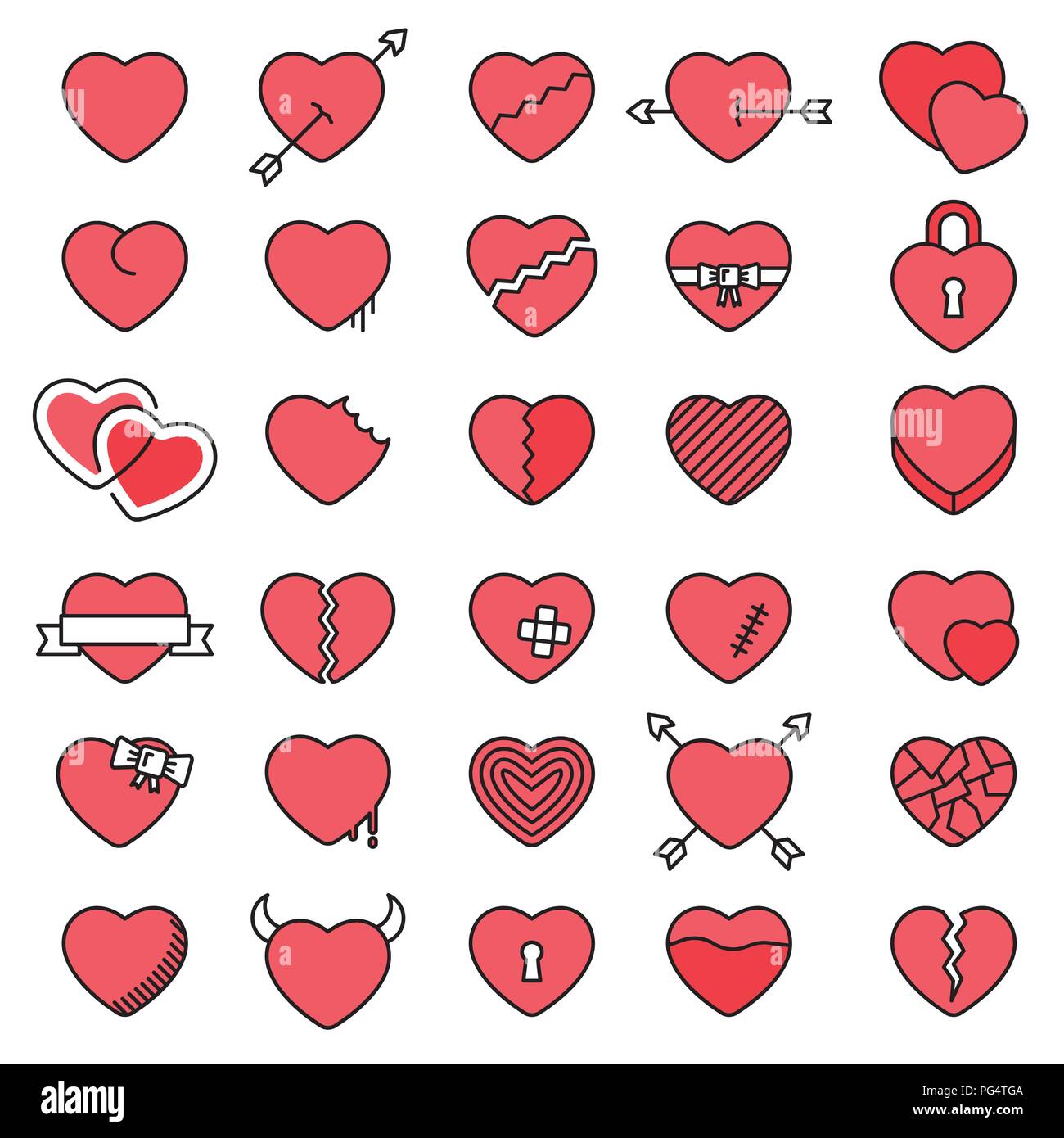 Coeurs Set icons Illustration de Vecteur
