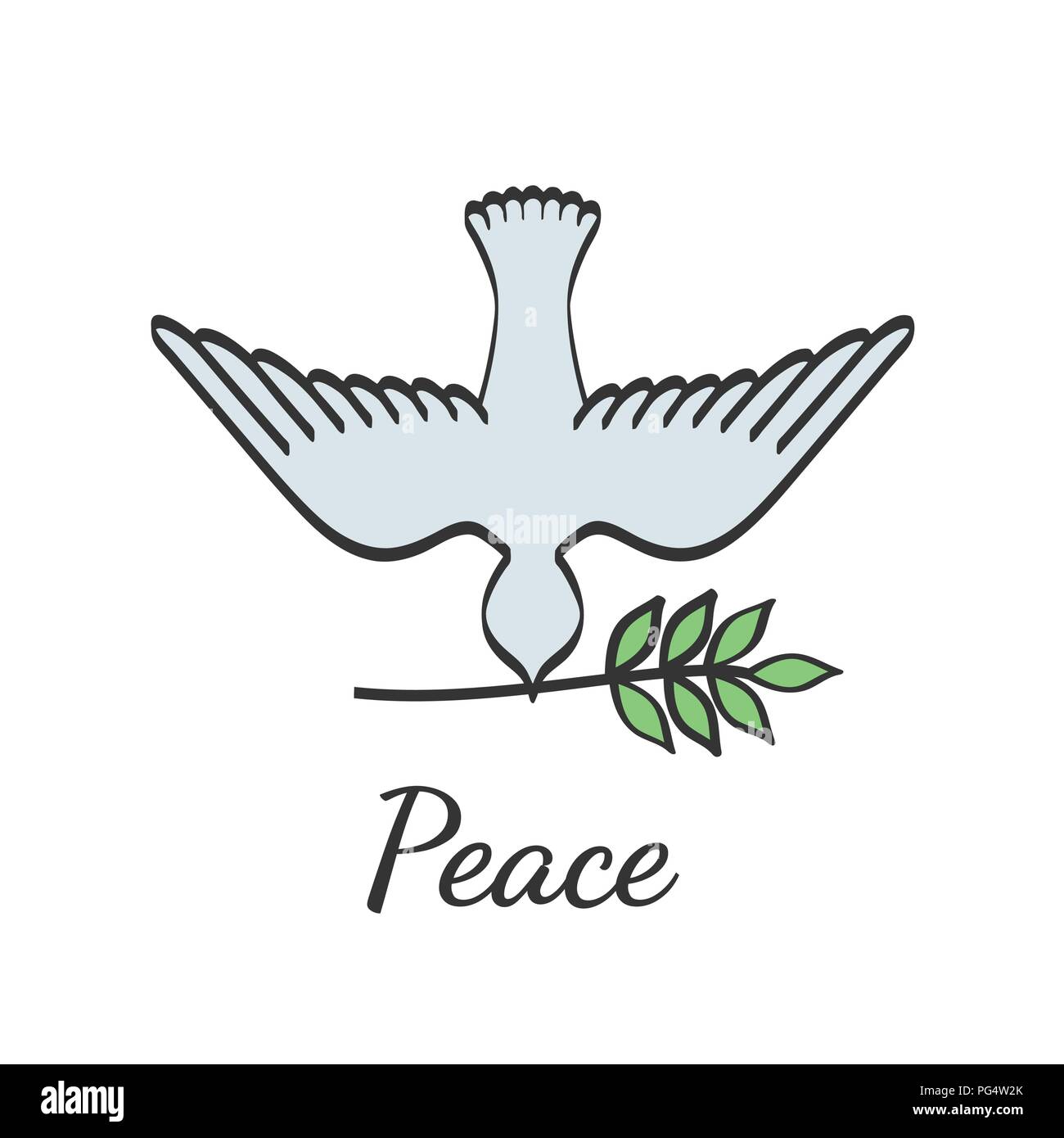 Colombe de la paix avec branche d'olivier pour la Journée internationale de la paix poster vector illustration. Illustration de Vecteur