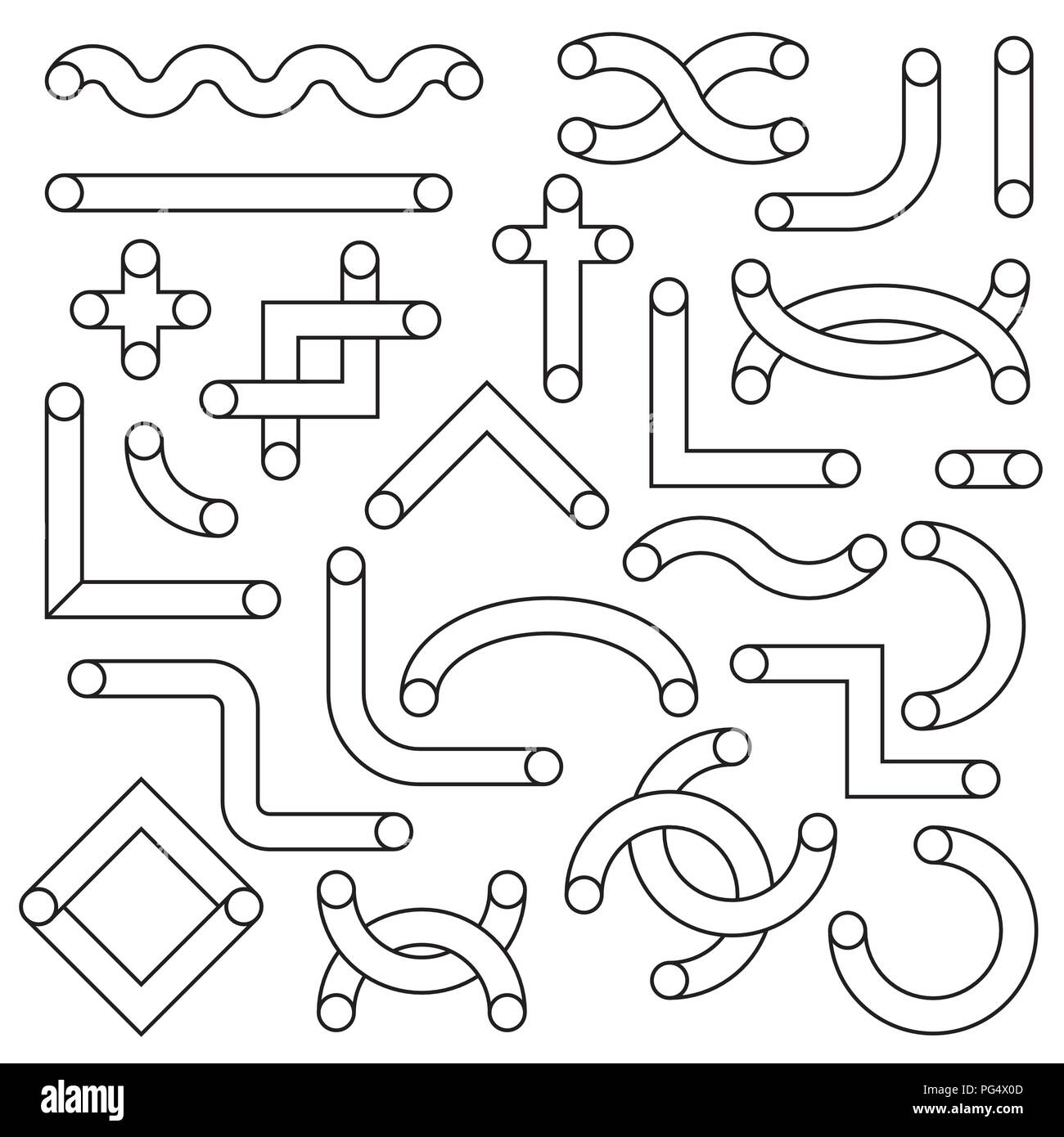Ensemble avec tubes de forme linéaire pour utilisation dans les conceptions. À course variable Illustration de Vecteur
