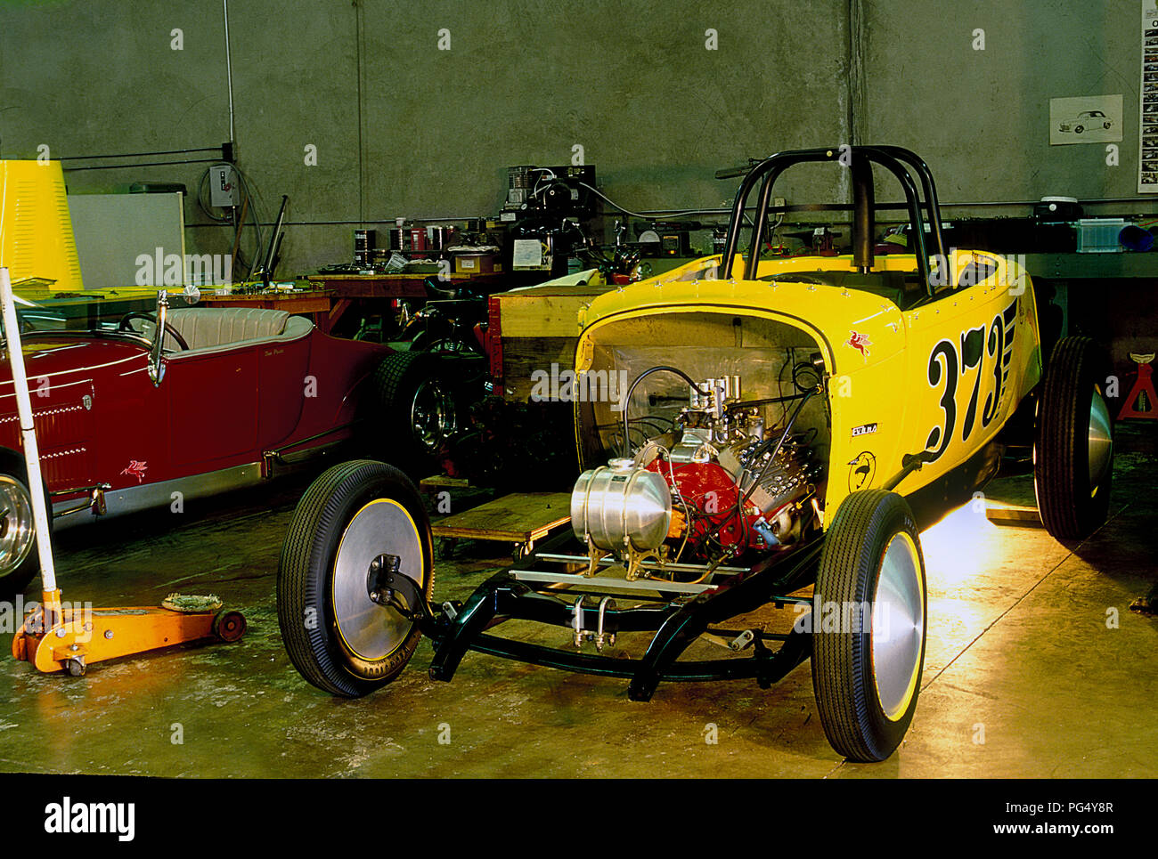 Don Prieto's Dry Lake dragster avec tête plate moteur Ford V8. Banque D'Images
