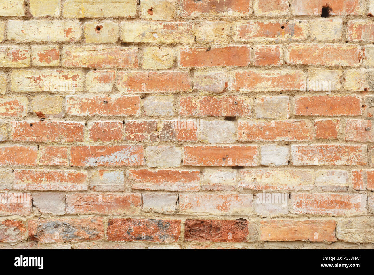 Détail de l'ancien mur de brique, en détresse et a disparu. Idéal pour la texture grunge background Banque D'Images