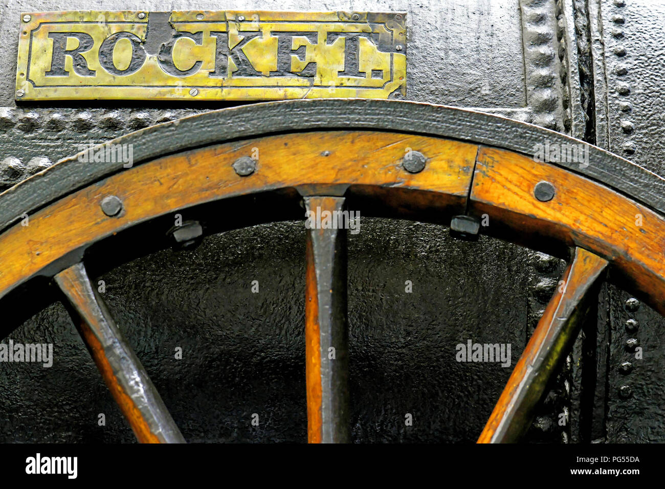 Discovery Museum Newcastle George Stephensons Rocket le moteur no 1 détail de la plaque signalétique Banque D'Images