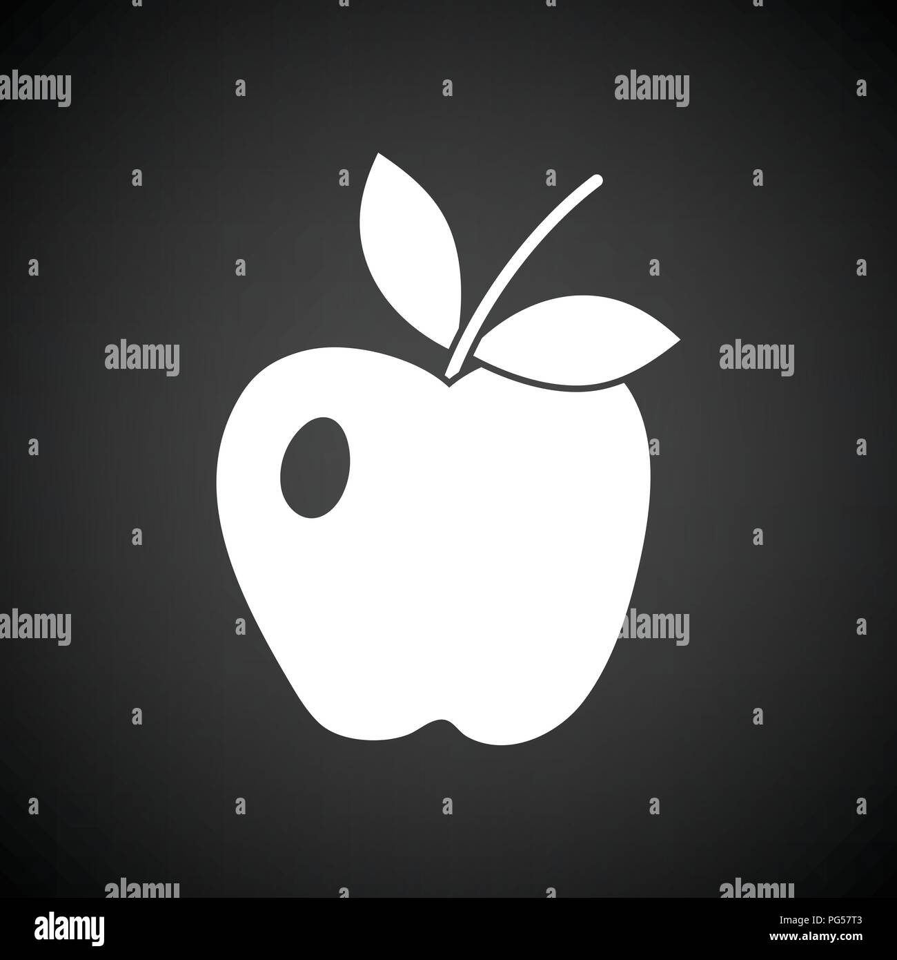 Icône d'Apple. Fond noir avec blanc. Vector illustration. Illustration de Vecteur