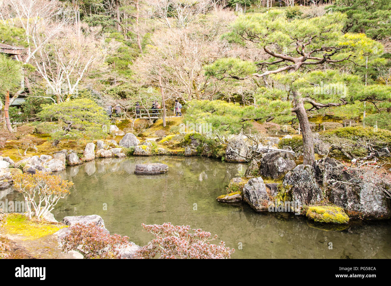 Jardin oriental zen, à Kyoto, au Japon, la nature d'Asie Banque D'Images
