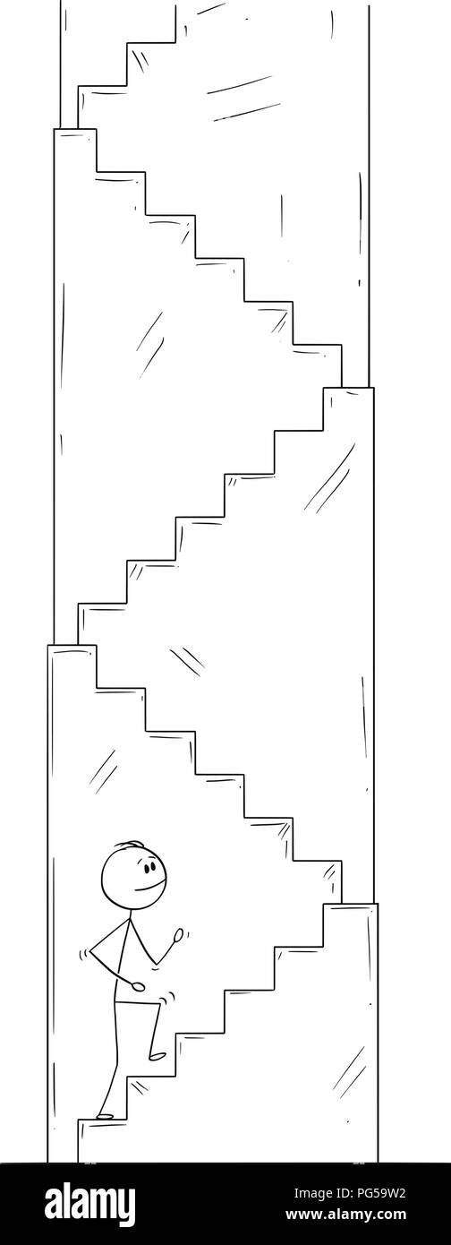 Caricature de l'homme d'affaires ou en montant les escaliers Illustration de Vecteur