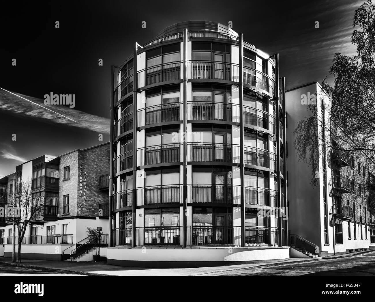 Dublin, Irlande, en mars 2018, à l'extérieur de la de Shelbourne Park Appartements dans le district sud Lotts Banque D'Images