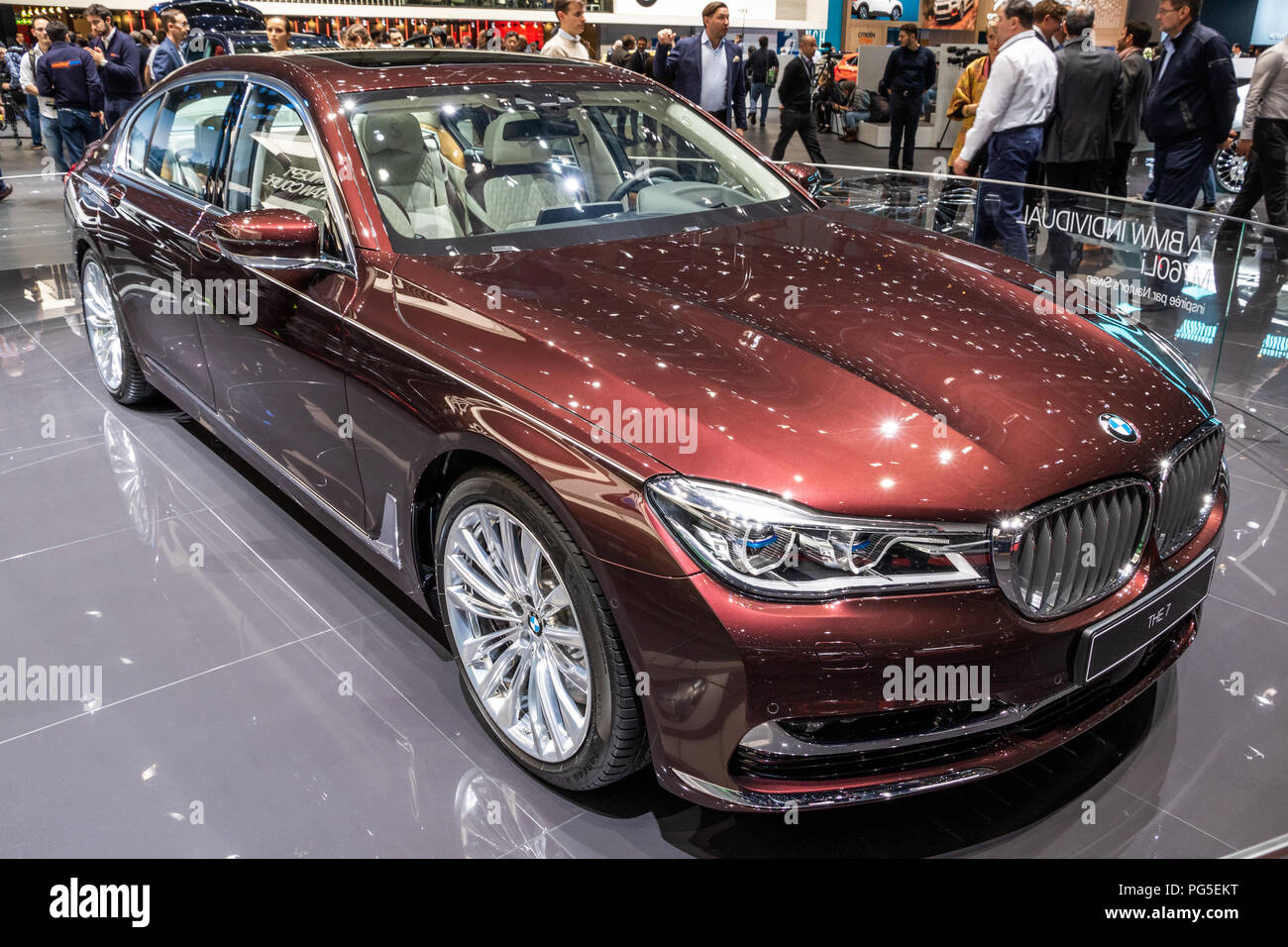 Genève, SUISSE - Le 6 mars 2018 : BMW M760Li location présentés à la 88e Salon International de l'Automobile de Genève. Banque D'Images