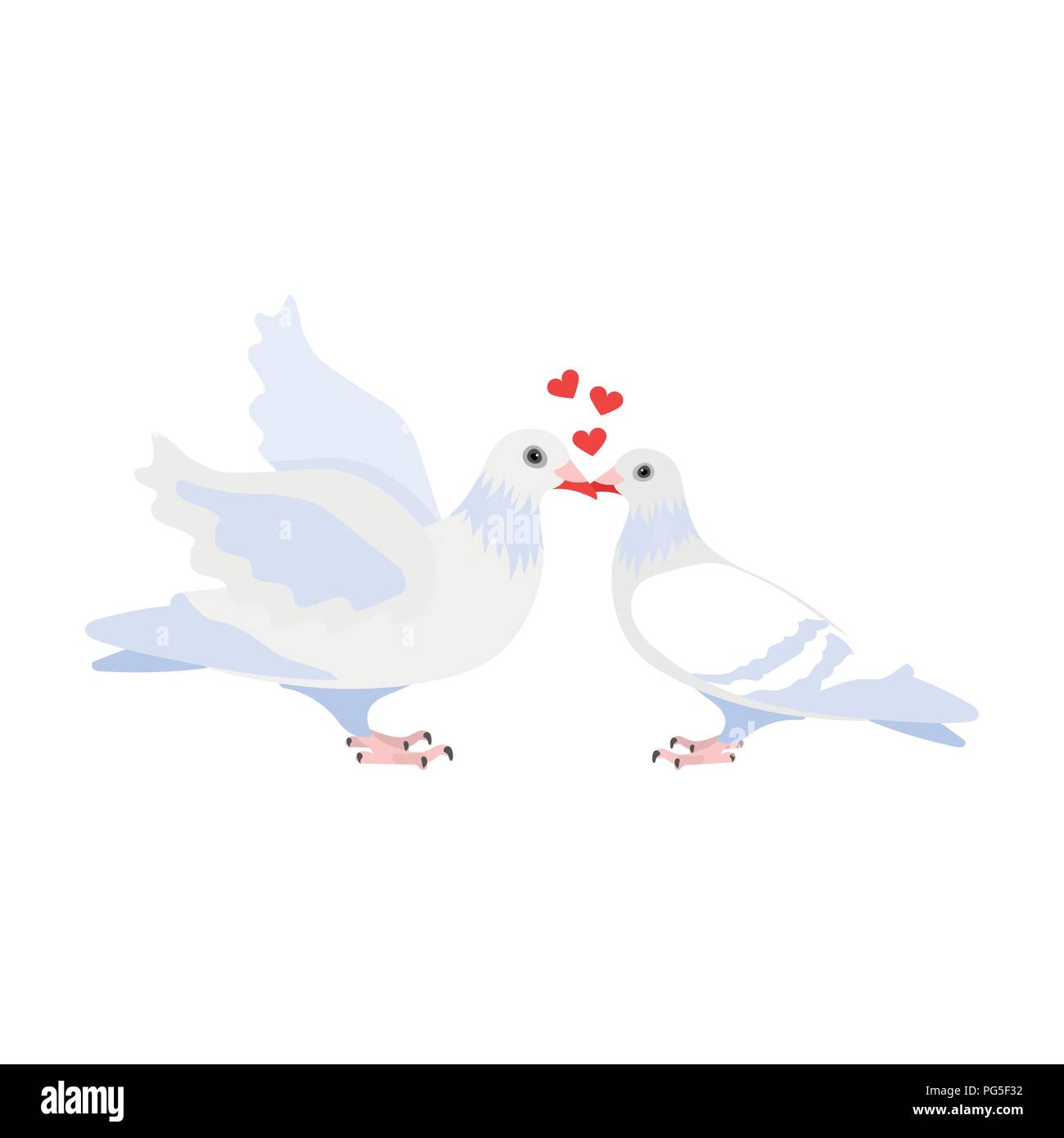 Deux pigeons funny cartoon illustration. Colombes blanches avec un coeur. Un symbole de l'amour pour la mariée et le marié.seule icône de mariage dans un style cartoon vector Illustration de Vecteur Deux pigeons funny cartoon illustration. Colombes blanches avec un coeur. Un symbole de l'amour pour la mariée et le marié.seule icône de mariage dans un style cartoon vector Illustration de Vecteur