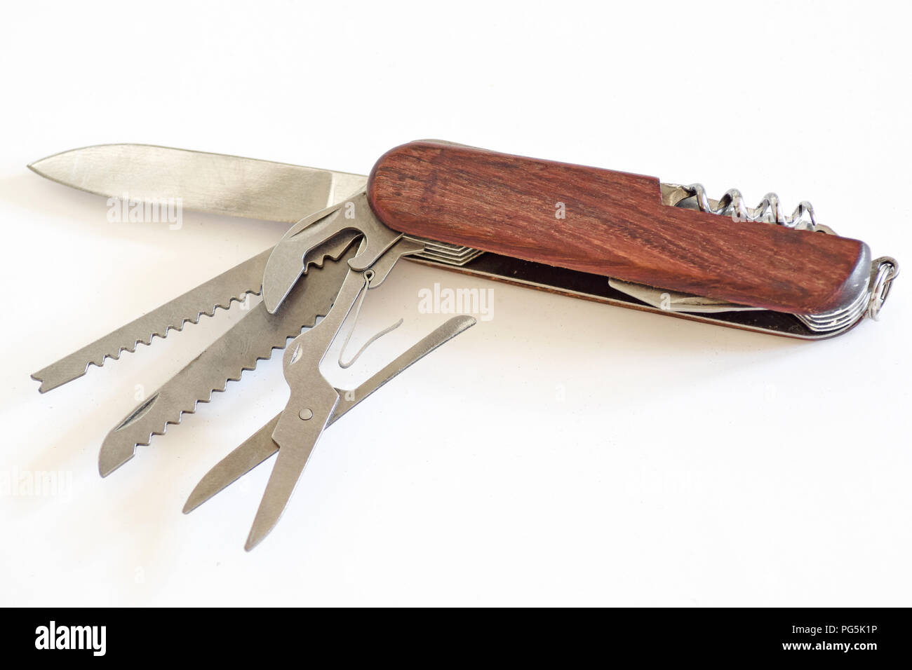 Accessoires de brown couteau avec fond blanc Banque D'Images