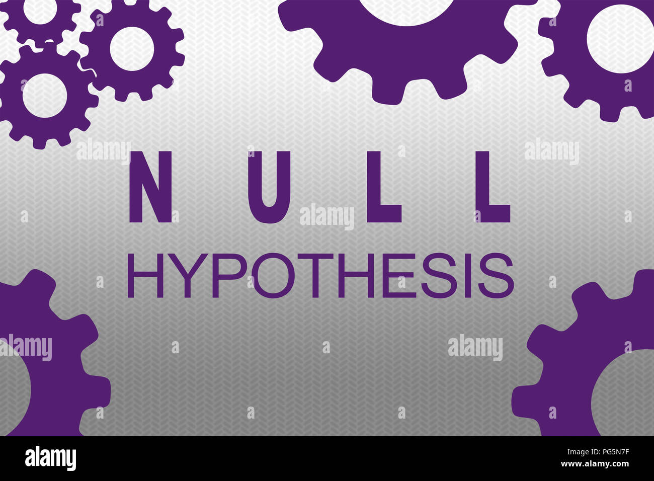 Hypothèse nulle inscription concept illustration avec roue dentée violet chiffres sur fond dégradé gris Banque D'Images