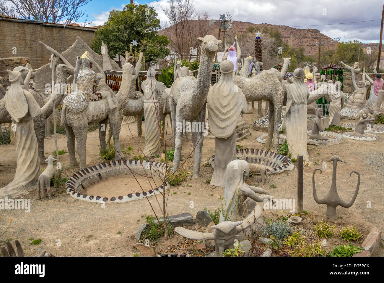 Nieu Bethesda, Afrique du Sud - l'Owl House Museum de la ville quand le propriétaire Helen Martins's house s'est transformé en un lieu d'art brut Banque D'Images