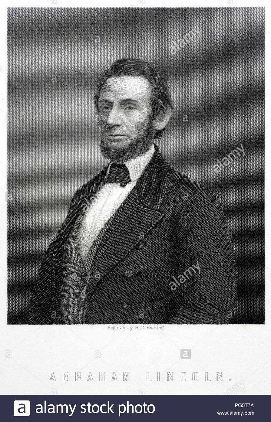 Portrait d'Abraham Lincoln, le 12 février 1809 - 15 avril 1865, était un homme d'État américain et l'avocat qui a été le 16e président des États-Unis à partir de mars 1861 jusqu'à son assassinat en avril 1865. Lincoln ont conduit les Etats-Unis à travers la guerre civile américaine. Illustration d'antiquités de 1890. Banque D'Images