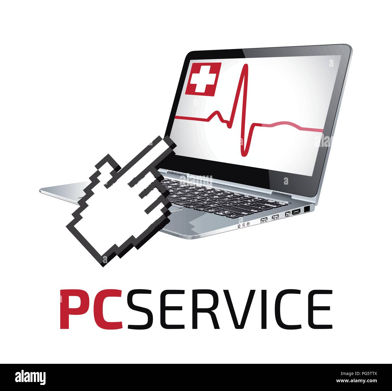 Service de réparation de PC portable - concept médecin Illustration de Vecteur