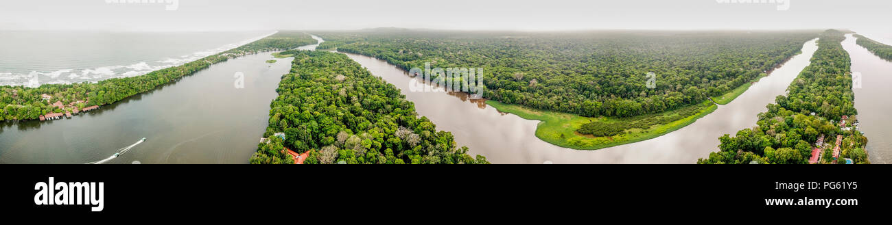 Aérien - Parc National de Tortuguero, Costa Rica. Banque D'Images