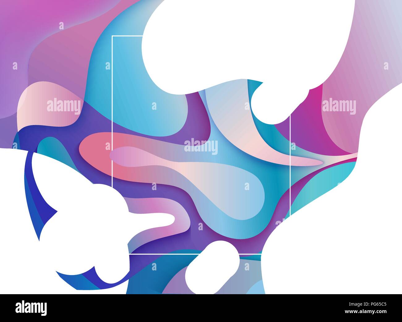Abstract background géométrique avec des formes ondulées, cadre carré et de balles. Toile Numérique et colorés pour la publicité et le marketing dans des formes fluides, dynamique. Vector illustration. Illustration de Vecteur