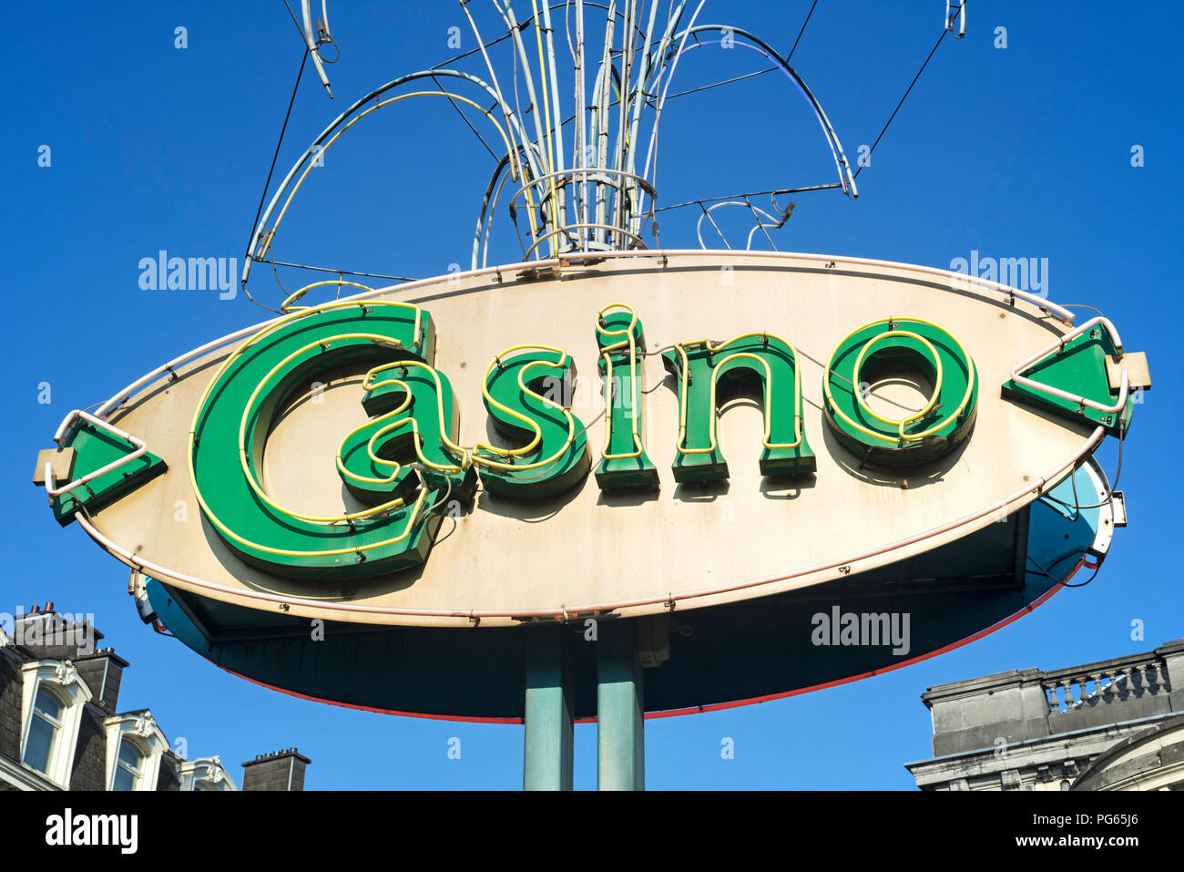 Signe du Casino de Spa dans la ville Spa, Liège, Belgique Banque D'Images