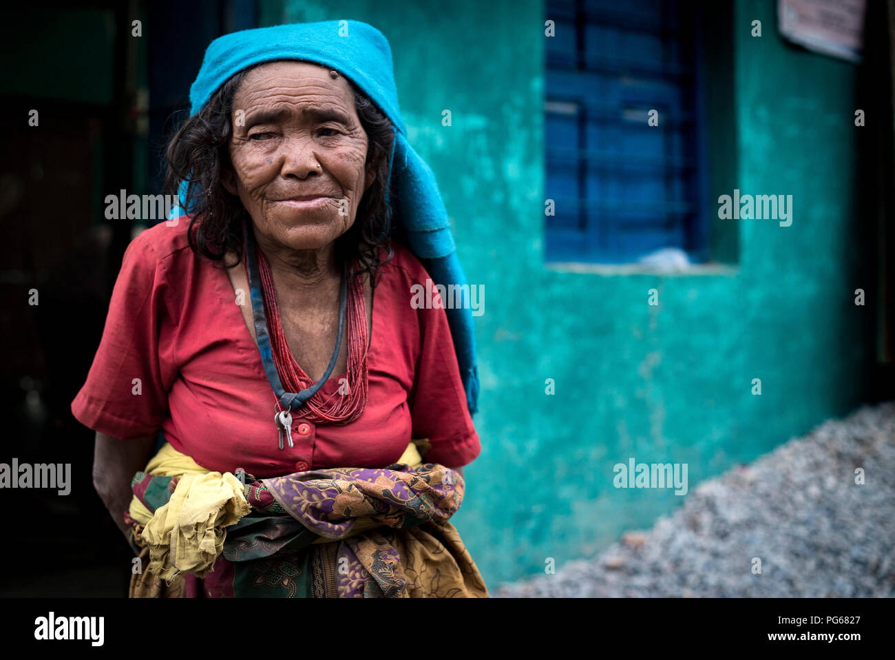 Femme de Bandipur. Trek de l'Annapurna. Le Népal Banque D'Images