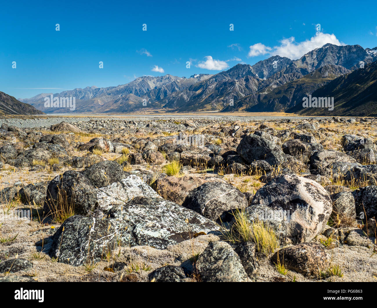Nouvelle Zélande, île du sud, vue de Tasman Vallée à Mount Cook National Park Banque D'Images