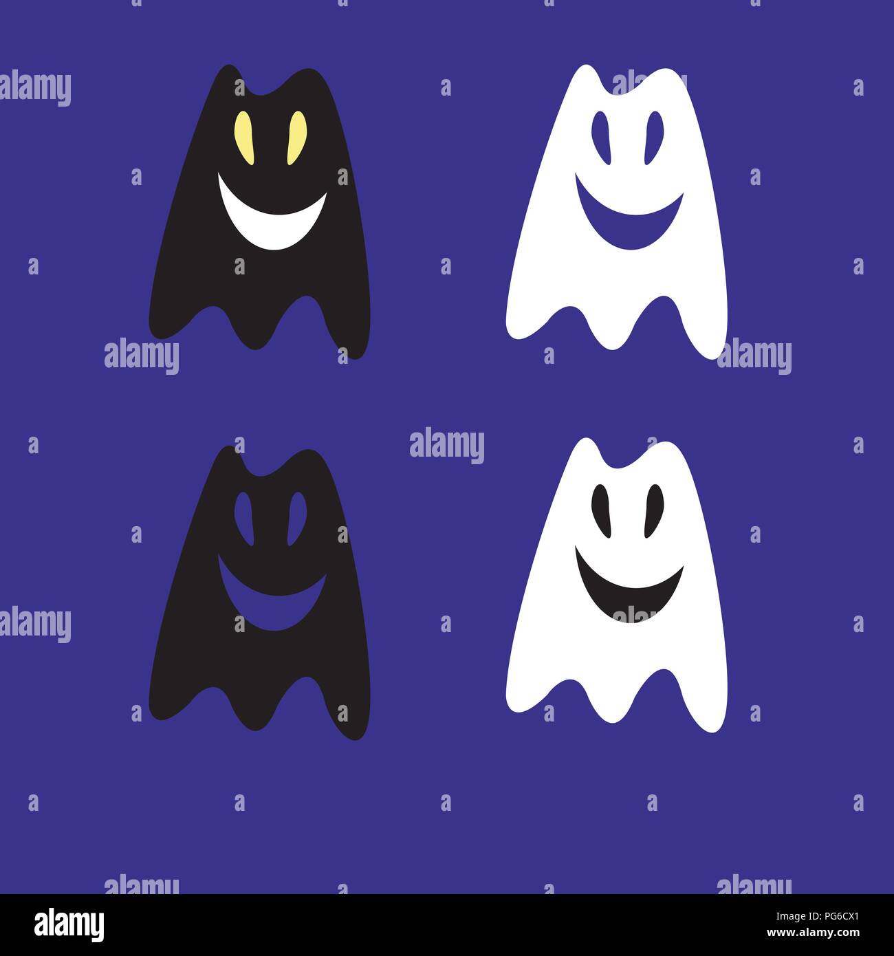 Vector illustration silhouettes de fantômes à l'Halloween de style, télévision Illustration de Vecteur