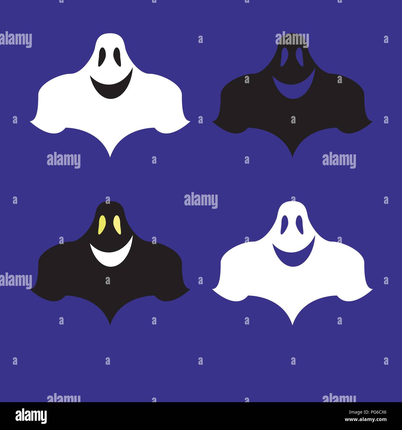 Vector illustration silhouettes de fantômes à l'Halloween de style, télévision Illustration de Vecteur