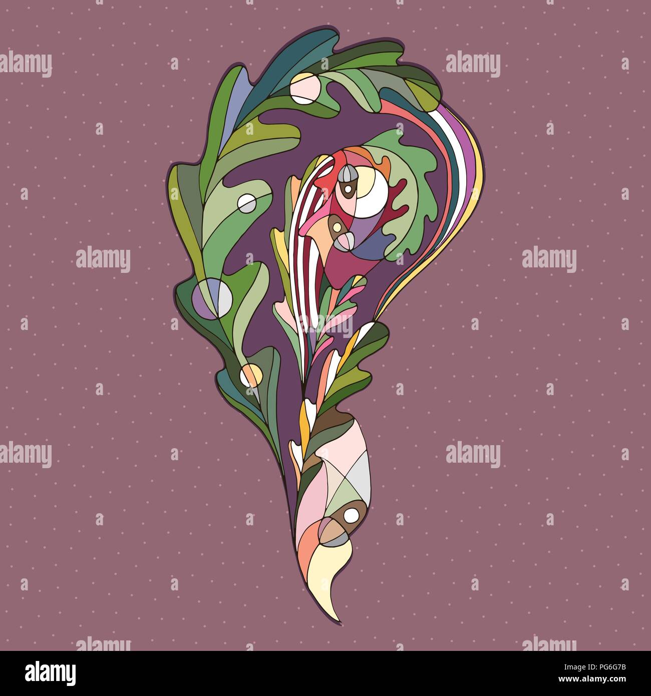 Hand drawn vector illustration feuille de chêne. Abstraite automne paisley. L'élément de conception des feuilles de style moderne. Illustration de Vecteur
