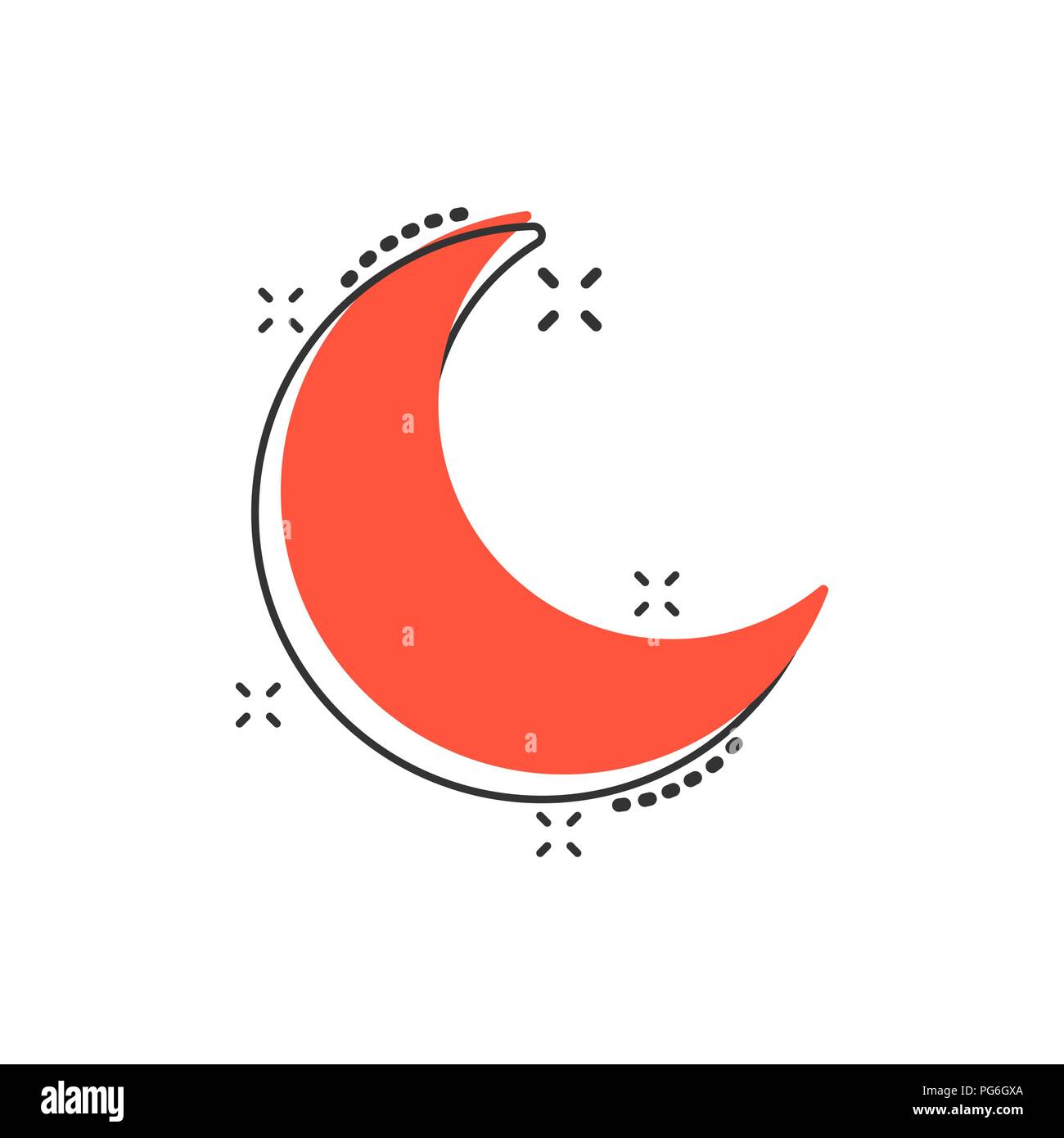 Cartoon Vector icône de nuit la lune et les étoiles dans le style comique. Nuit lunaire concept illustration pictogramme. Entreprise lune effet splash concept. Illustration de Vecteur